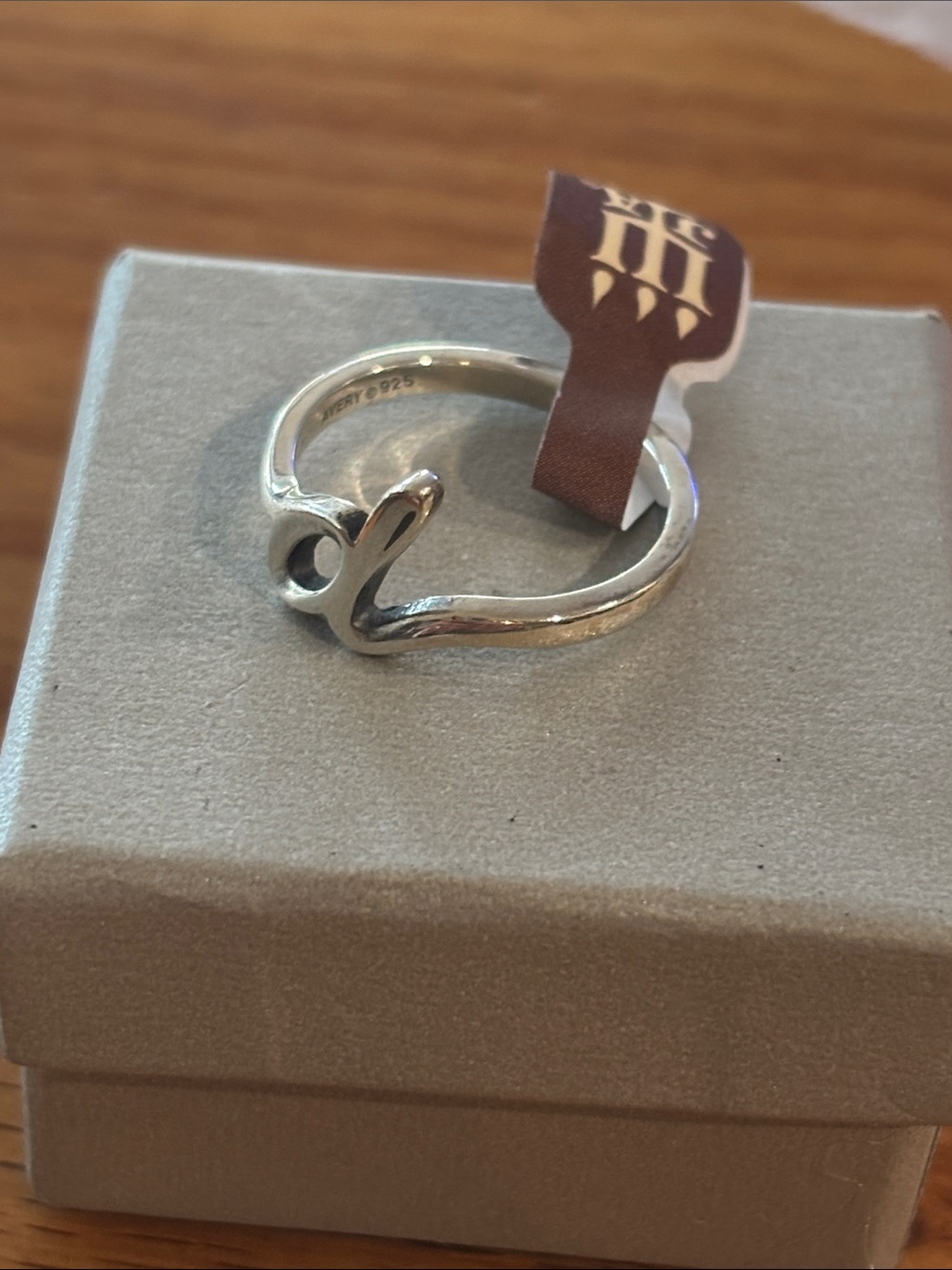 New James Avery script D initial ring 7.5 sterling